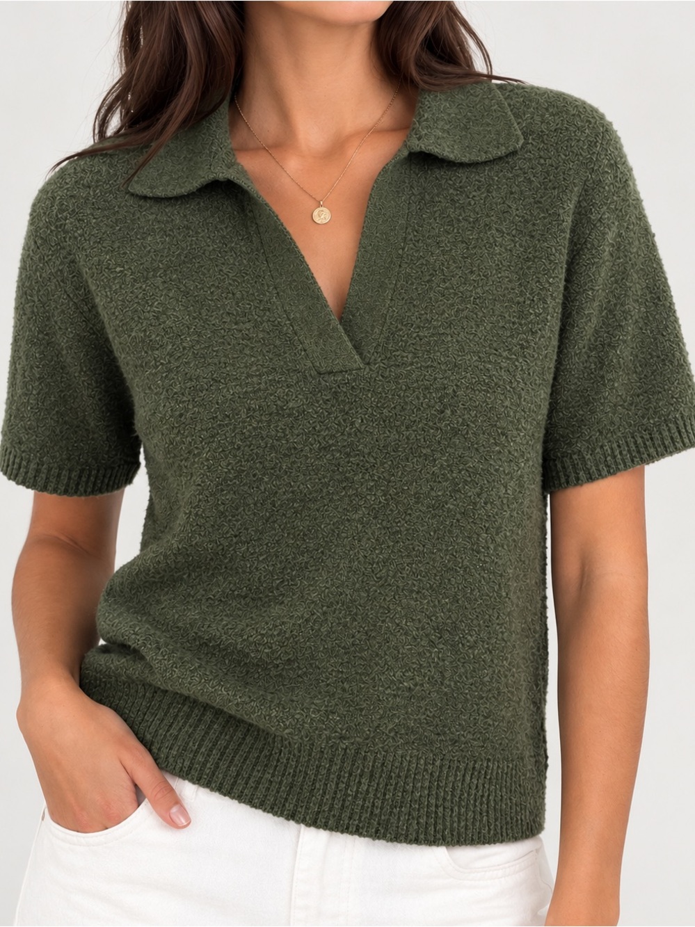 Abercrombie & Fitch Short Sleeve Collared Knit Top | Size M